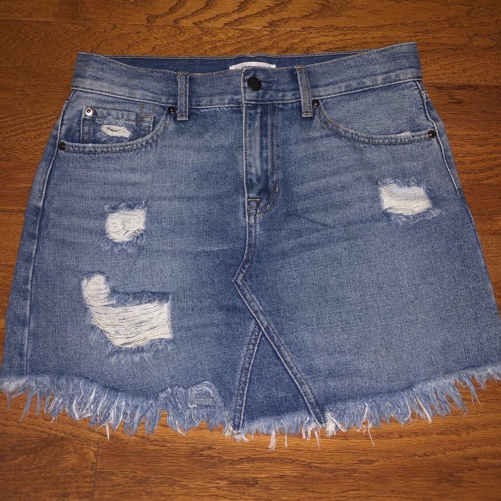 Distressed Denim Skirt